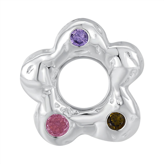 Wrinkled Color-Contrast Flower Pendant