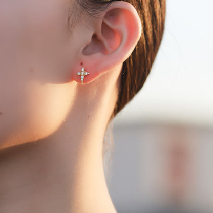 Sterling Silver Cubic Zirconia Cross Earrings