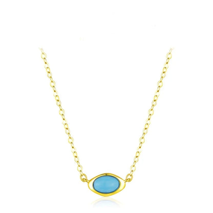 Sterling Silver Oval Turquoise Pendant Necklace