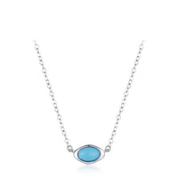 Sterling Silver Oval Turquoise Pendant Necklace