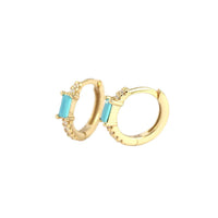 Rectangular Cubic Zirconia Hoop Earrings, S925 Sterling Silver