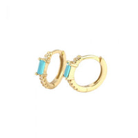 Rectangular Cubic Zirconia Hoop Earrings, S925 Sterling Silver