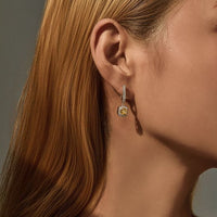 Square Sugar Cubic Zirconia Hoop Earrings, 925 Sterling Silver