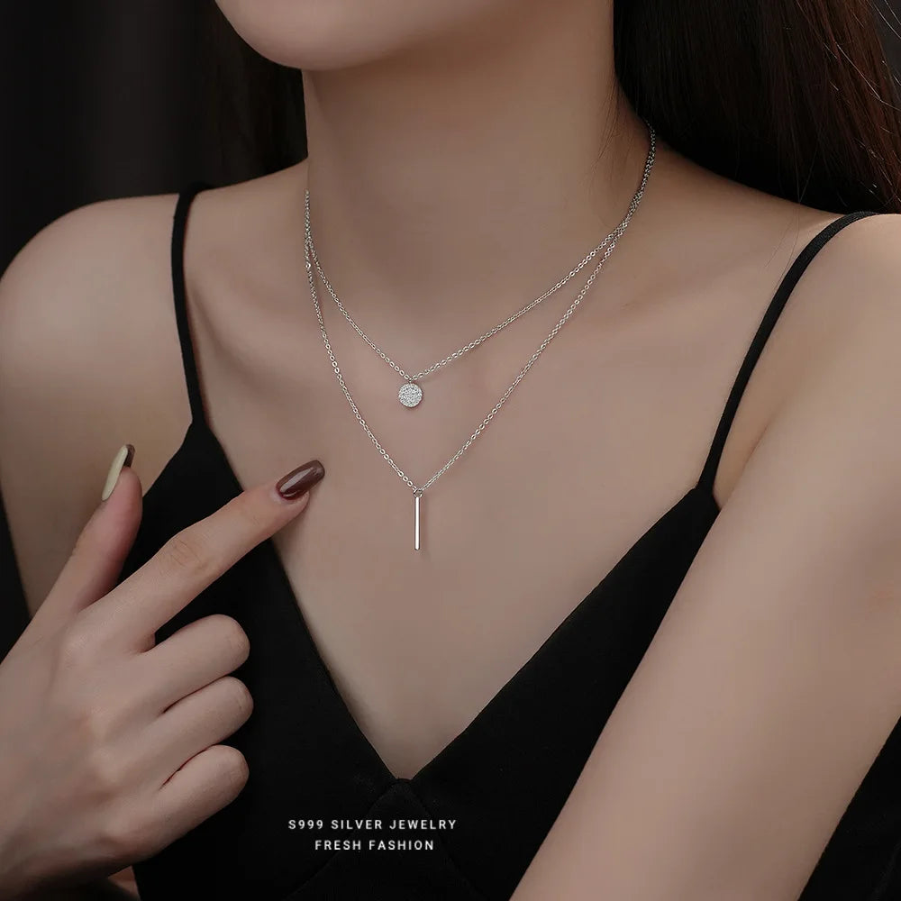Sterling Silver Double Layer Necklace