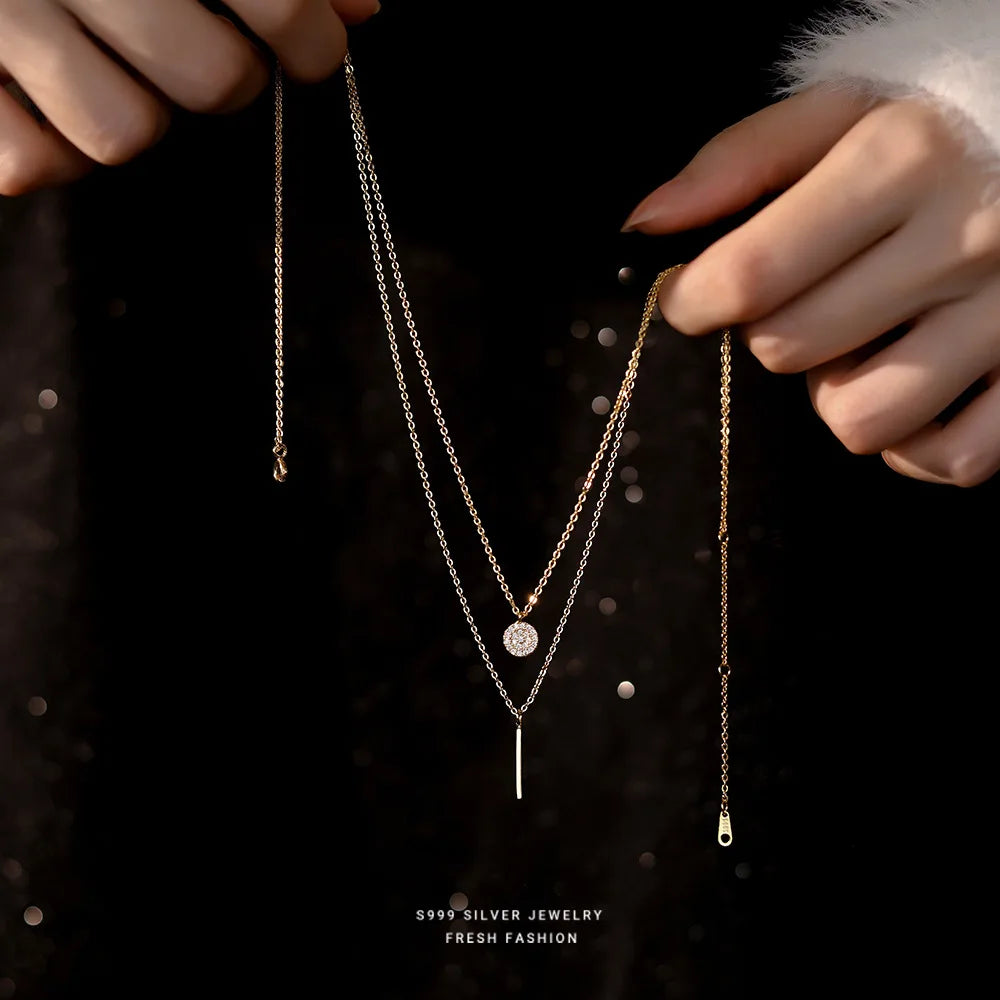 Sterling Silver Double Layer Necklace