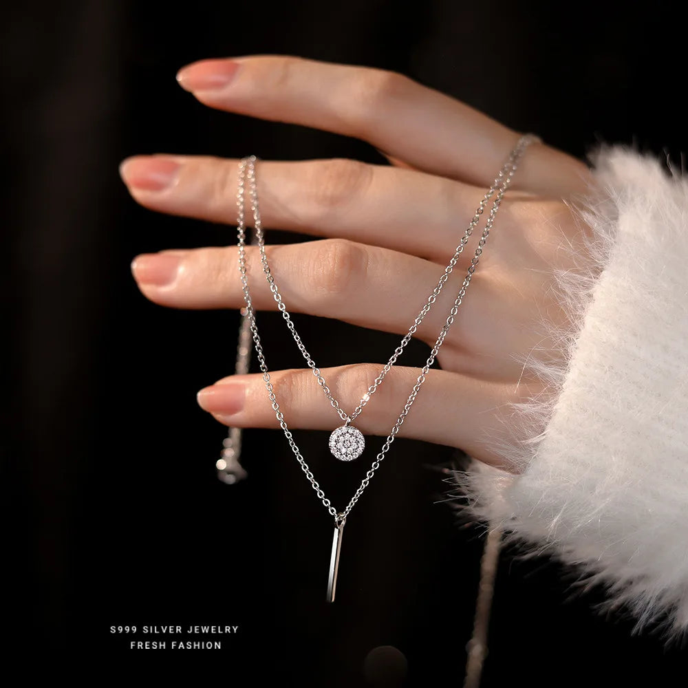 Sterling Silver Double Layer Necklace