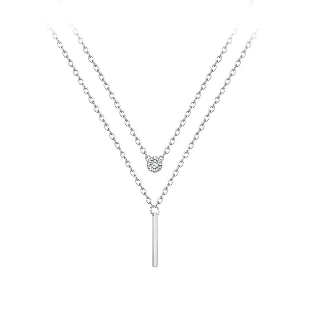 Sterling Silver Double Layer Necklace