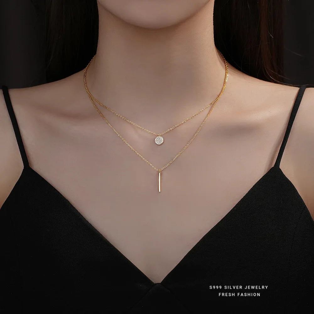 Sterling Silver Double Layer Necklace