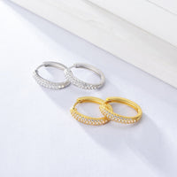 Gold Plated Sterling Silver Cubic Zirconia Hoop Earrings
