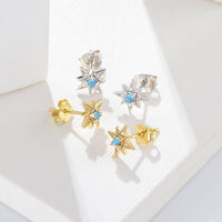 Sterling Silver Opal Hexagram Earrings