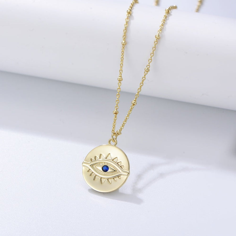 Gold Plated Evil Eye Pendant Necklace