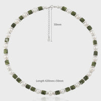 Emerald Column Pearl Necklace in 925 Sterling Silver