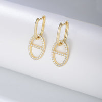 Sterling Silver Cubic Zirconia Geometric Drop Earrings