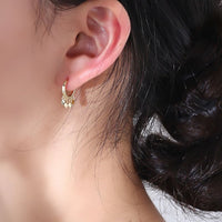Gold Plated Tassel Huggie Hoop Earrings