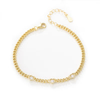 Solid Sterling Silver Gold Bracelet with Cubic Zirconia