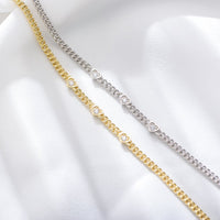 Solid Sterling Silver Gold Bracelet with Cubic Zirconia
