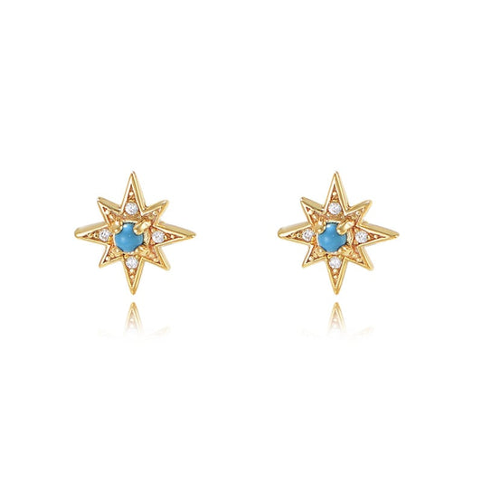 Sterling Silver Opal Hexagram Earrings