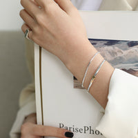 Oxidized Silver Box Chain Bracelet