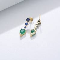 Sterling Silver Blue & Green Dangle Drop Earrings
