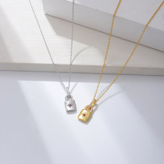 Personalized Sterling Silver Lock Necklace