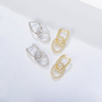 Sterling Silver Cubic Zirconia Geometric Drop Earrings