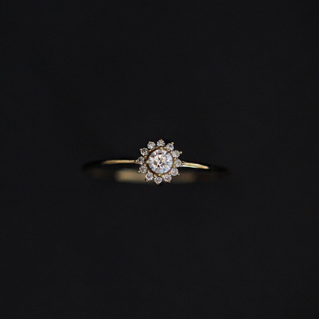 Cubic Zirconia Delicate Sunflower Ring