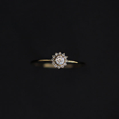 Cubic Zirconia Delicate Sunflower Ring