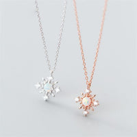 Created Opal Snowflake Necklace in 925 Sterling Silver