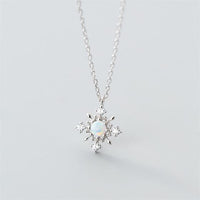 Created Opal Snowflake Necklace in 925 Sterling Silver