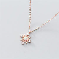 Created Opal Snowflake Necklace in 925 Sterling Silver