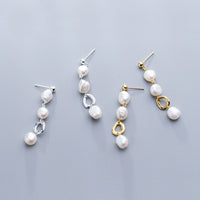 Irregular Created Pearl Sterling Silver Drop Earrings