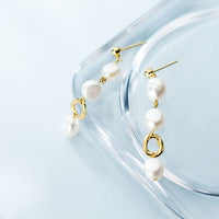Irregular Created Pearl Sterling Silver Drop Earrings