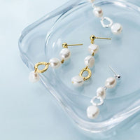 Irregular Created Pearl Sterling Silver Drop Earrings