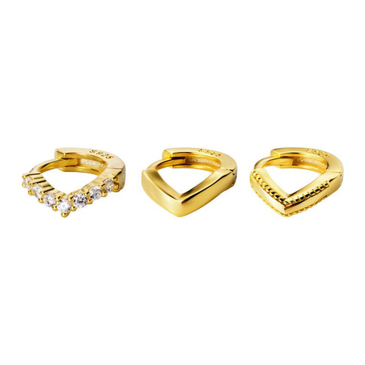 Mini V-Shape 925 Sterling Silver Hoop Earrings