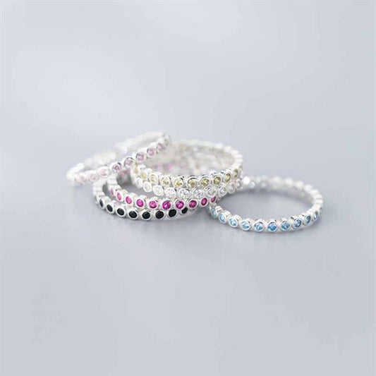 Simple CZ Line Stacker Ring