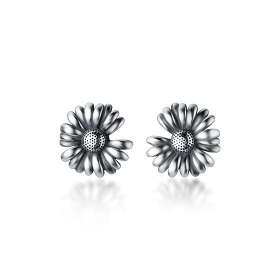 Vintage Daisy Sterling Silver Stud Earrings
