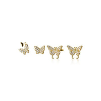 Mini Crystal Butterfly Sterling Silver Earrings