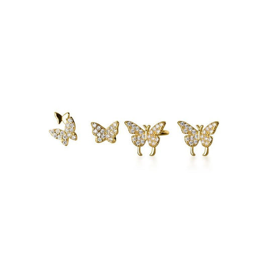 Mini CZ Butterfly Sterling Silver Earrings