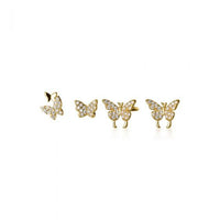 Mini Crystal Butterfly Sterling Silver Earrings