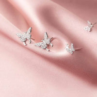 Mini Crystal Butterfly Sterling Silver Earrings