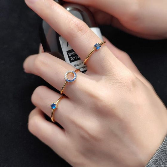Geometry Round and Square CZ Adjustable Ring
