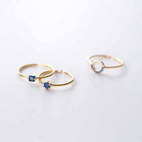 Geometry Round and Square Crystal Adjustable Ring