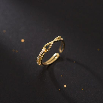 CZ Row Cross Adjustable 925 Sterling Silver Ring