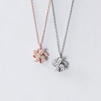 Rotatable Windmill Crystal Necklace in Sterling Silver