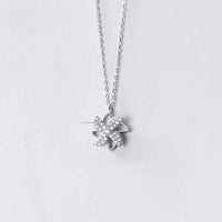 Rotatable Windmill Crystal Necklace in Sterling Silver
