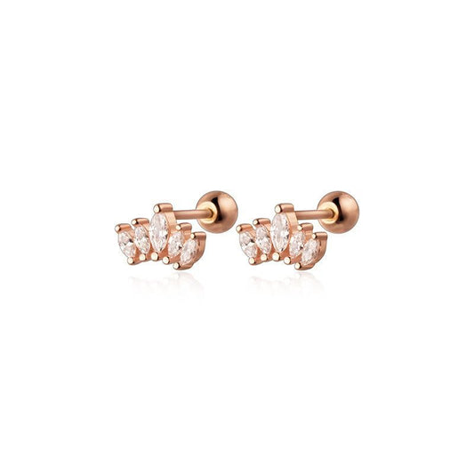Sweet CZ Crown Sterling Silver Stud Earrings