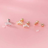 Sweet Crystal Crown Sterling Silver Stud Earrings