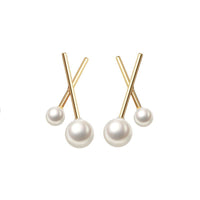 Shell Pearl Cross 925 Sterling Silver Stud Earrings