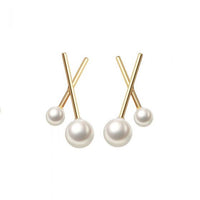 Shell Pearl Cross 925 Sterling Silver Stud Earrings