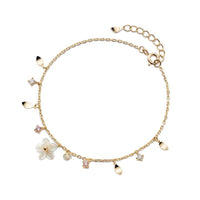 Sweet White Flower Crystal Sterling Silver Bracelet